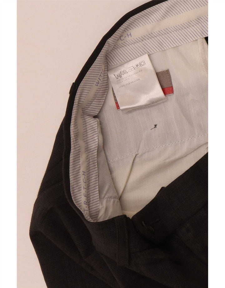 Pantaloni da abito con pegging da uomo Marks & Spencer W34 L33 poliestere grigio