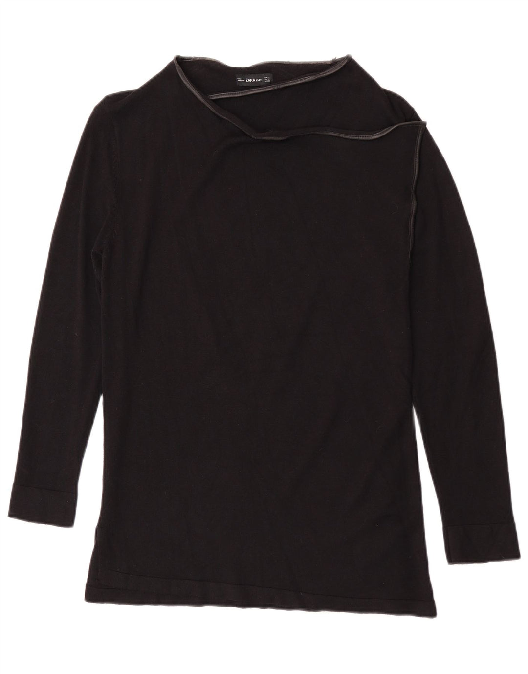 Top Zara da donna a maniche lunghe UK 14 Large in viscosa nera