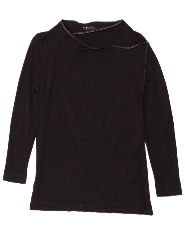 Top Zara da donna a maniche lunghe UK 14 Large in viscosa nera