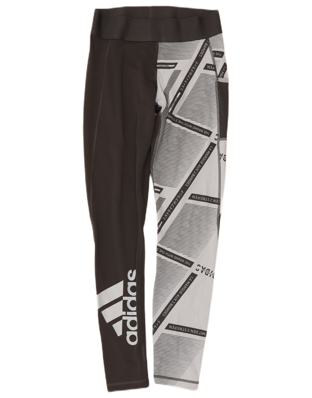 Leggings ADIDAS da donna a tre strisce UK 8/10 Piccolo nero geometrico