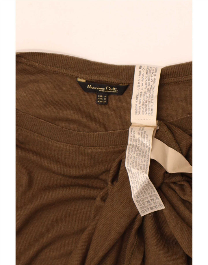 Massimo Dutti Maglione da donna con scollo a barchetta UK 14 Lyocell kaki medio