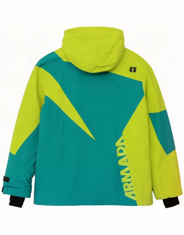 Armada Giacca da sci da uomo con cappuccio grafico UK 40 Large Verde Colourblock Nylon