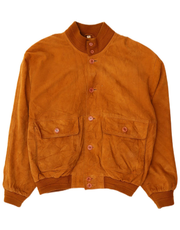 Giubbotto bomber in pelle scamosciata dal taglio ampio da uomo O'Kief IT 48 in pelle marrone medio