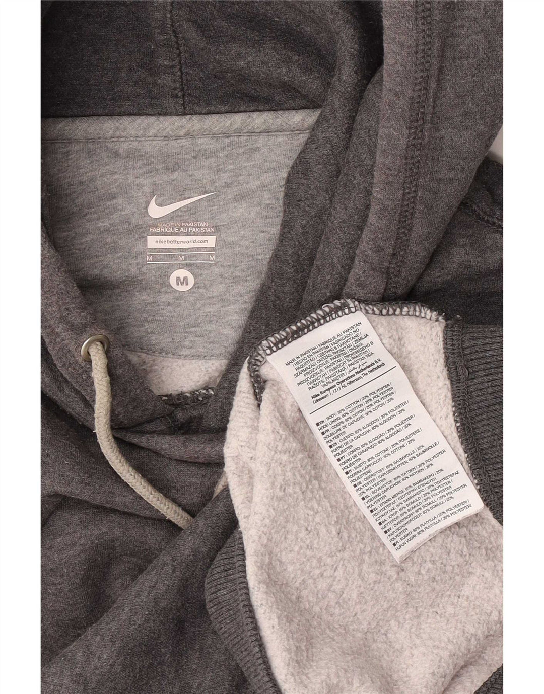 Felpa con cappuccio da uomo Nike in cotone grigio medio
