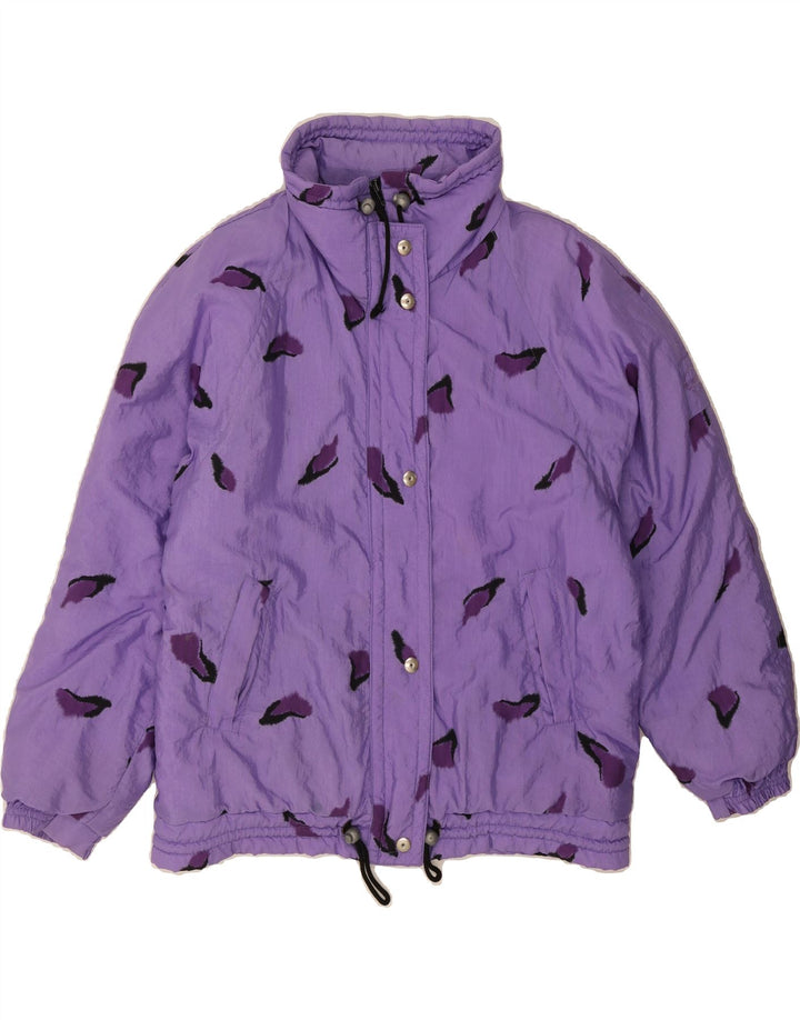 MC KEE'S Womens Abstract Pattern Hooded Padded Jacket EU 44 XL Purple Vintage MC Kee's and Second-Hand MC Kee's from Messina Hembry 