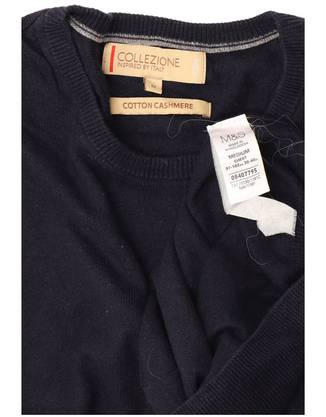 Maglione maglione girocollo da uomo Marks & Spencer cotone medio blu navy