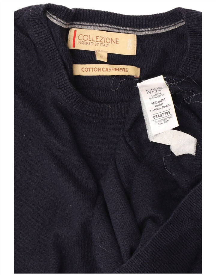 Maglione maglione girocollo da uomo Marks & Spencer cotone medio blu navy