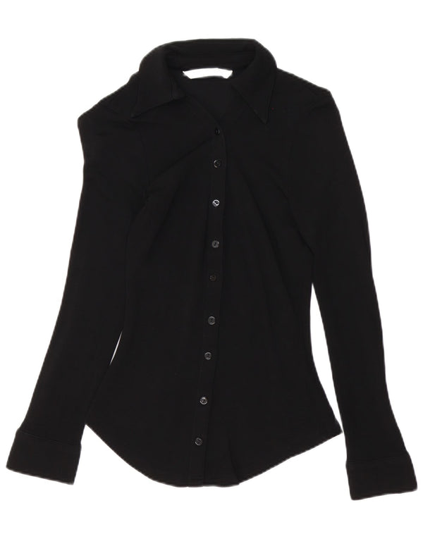 Camicia Zara Donna Camicetta UK 6 XS Nera Viscosa