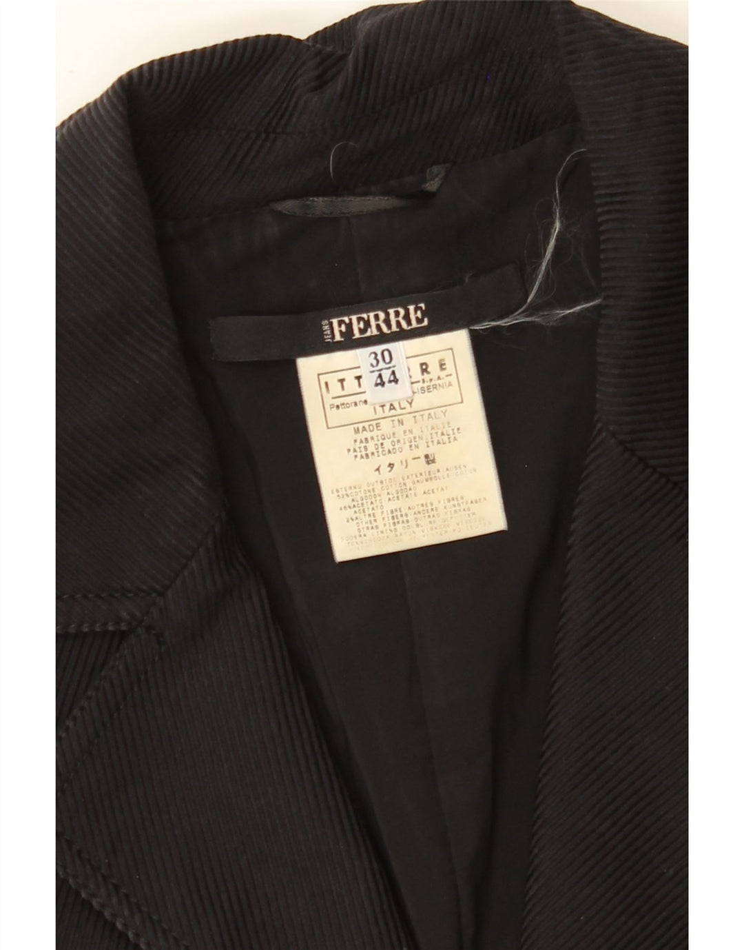 FERRE Womens 2 Button Blazer Jacket IT 44 Medium Black Pinstripe Cotton Vintage Ferre and Second-Hand Ferre from Messina Hembry 