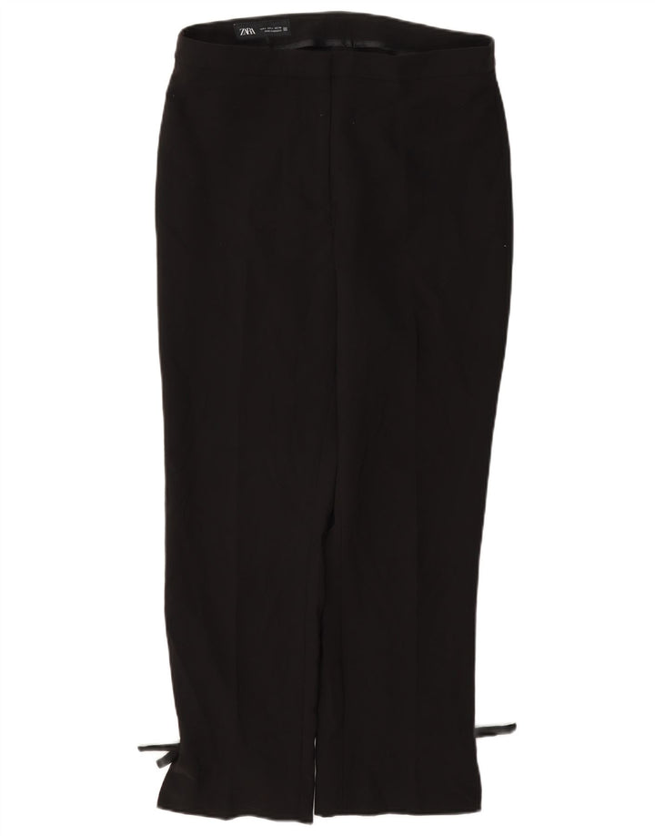 Pantaloni casual dritti da donna Zara grandi W30 L27 poliestere nero
