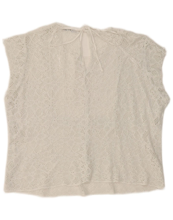 Top corto in camicetta di pizzo da donna Zara UK 16 grande bianco