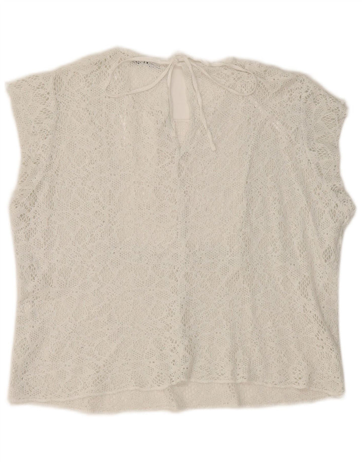 Top corto in camicetta di pizzo da donna Zara UK 16 grande bianco