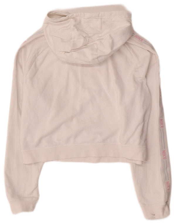 Maglione corto con cappuccio grafico oversize da donna NIKE UK 10 piccolo bianco