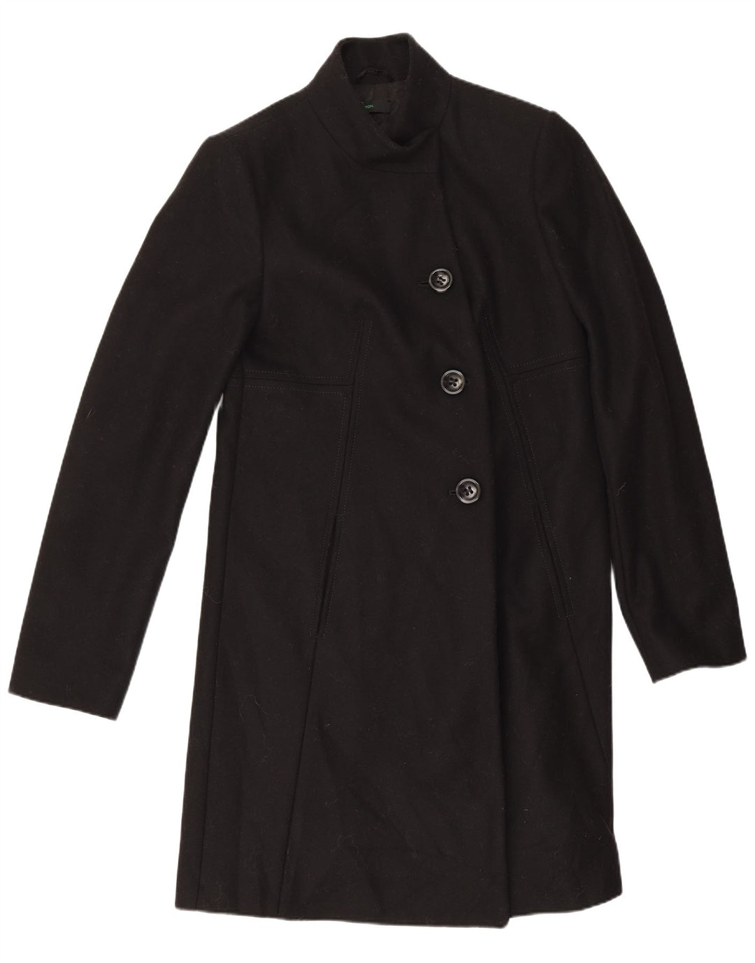 Cappotto Donna Benetton IT 42 Medio Nero Lana