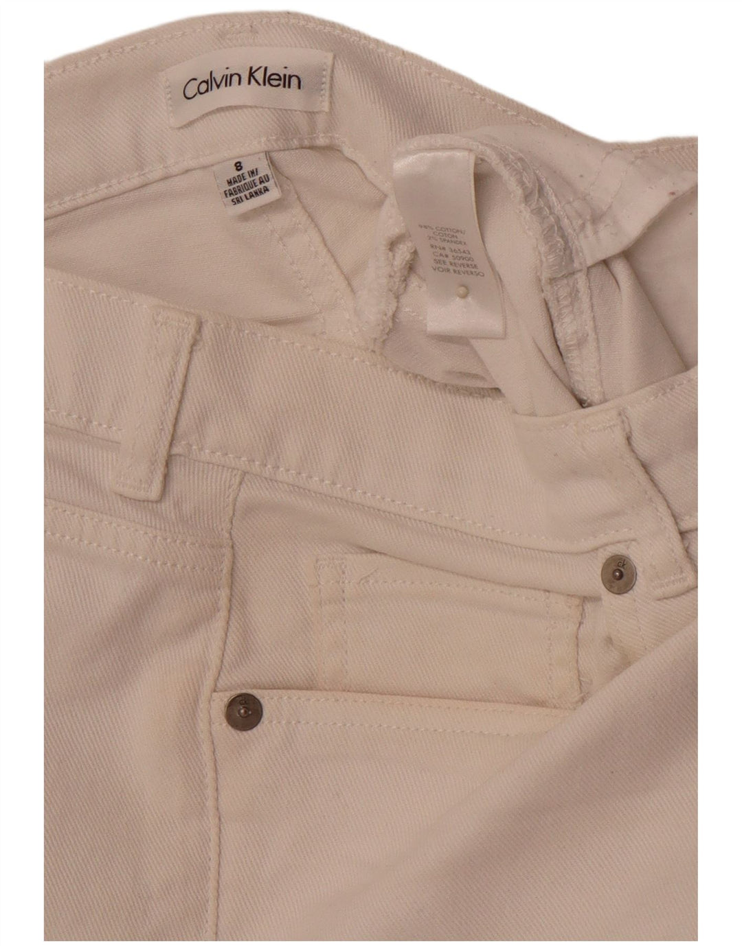CALVIN KLEIN Pantaloncini di jeans da donna US 8 Medium W32 Cotone bianco