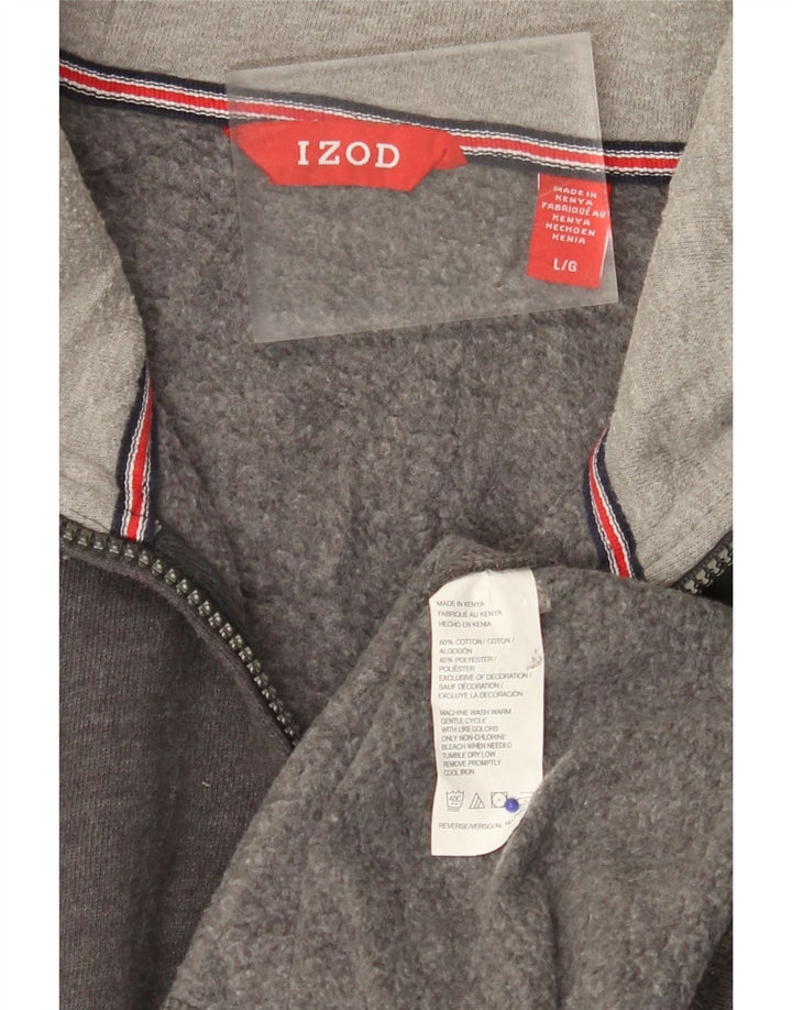 Felpa da uomo con zip e collo IZOD, grande, in cotone grigio