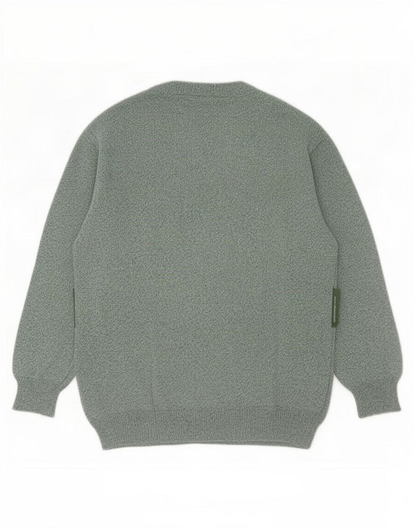 Maglione girocollo da uomo vintage in cotone geometrico verde medio
