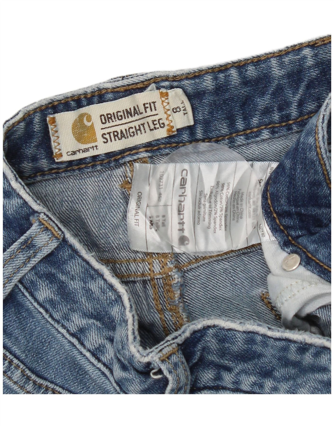 Jeans dritti da donna Carhartt US 8 medio W30 L31 cotone blu
