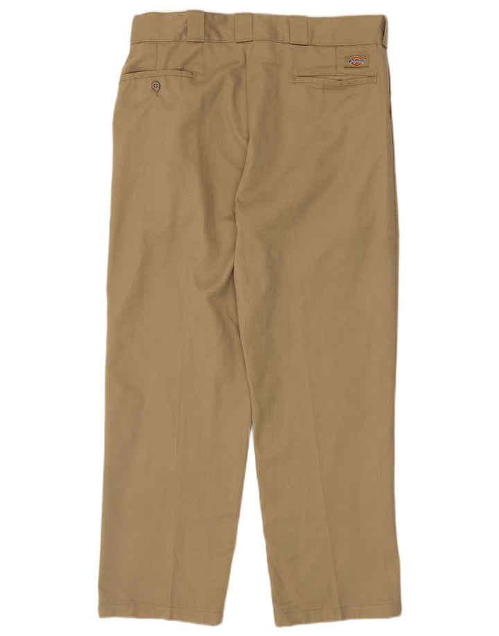 DICKIES Mens Straight Chino Trousers W36 L30 Beige Polyester