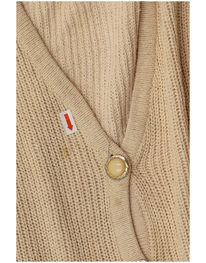 Maglione cardigan oversize da donna VINTAGE EU 46/48 XL bianco sporco