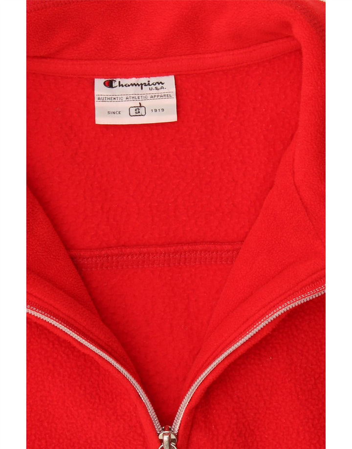 CHAMPION Womens Oversized Zip Neck Fleece Jumper UK 10 Small Red Polyester Vintage Champion and Second-Hand Champion from Messina Hembry 