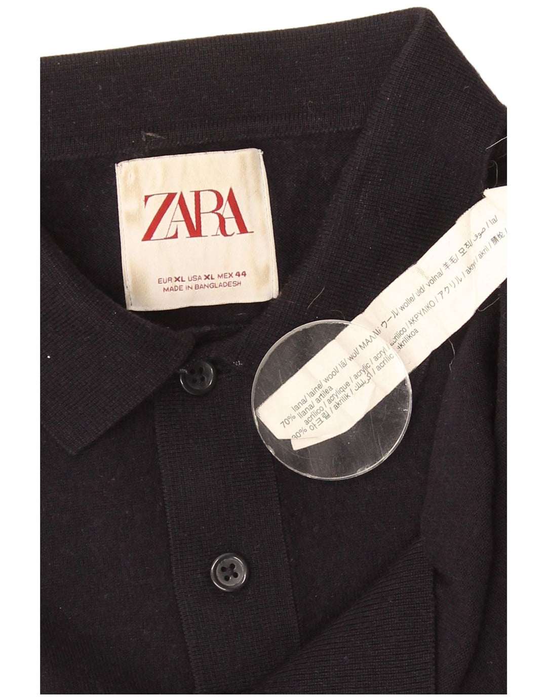 Maglione Zara da uomo con collo alto XL in lana blu navy