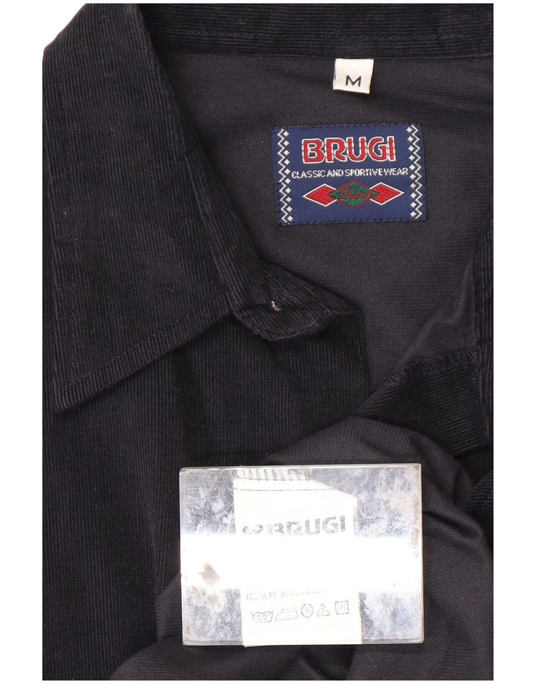 BRUGI Camicia alta da uomo in velluto a coste medio blu navy in acrilico