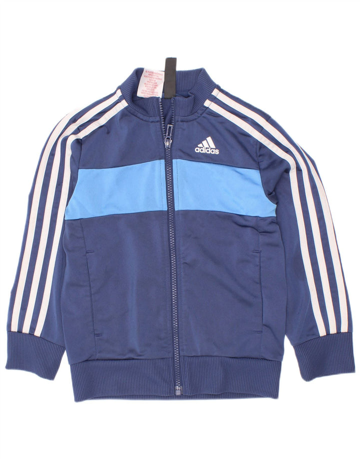Giacca da tuta da ragazzo Adidas 5-6 anni in poliestere color block blu navy