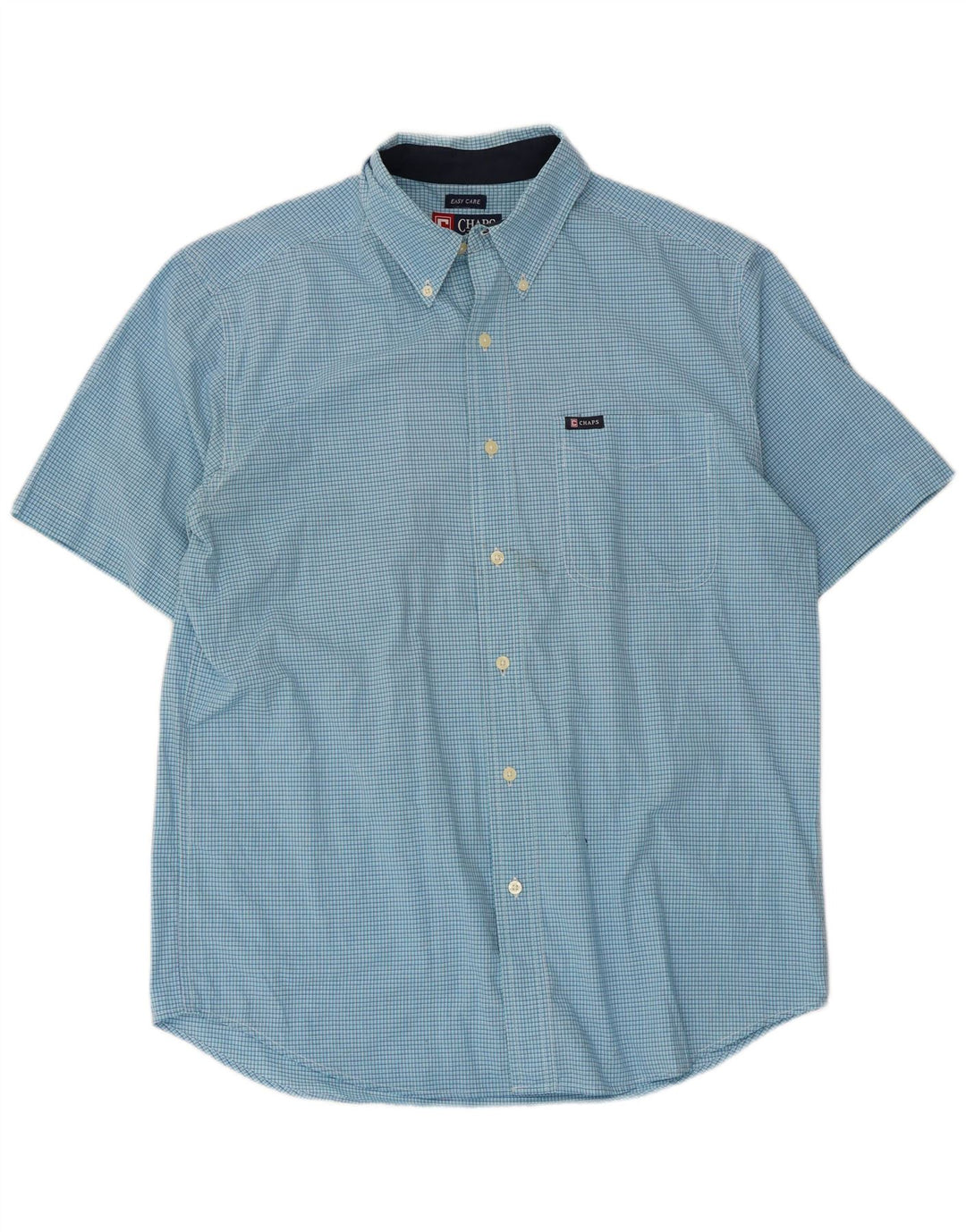 Camicia a maniche corte da uomo Chaps in cotone a quadretti blu medio