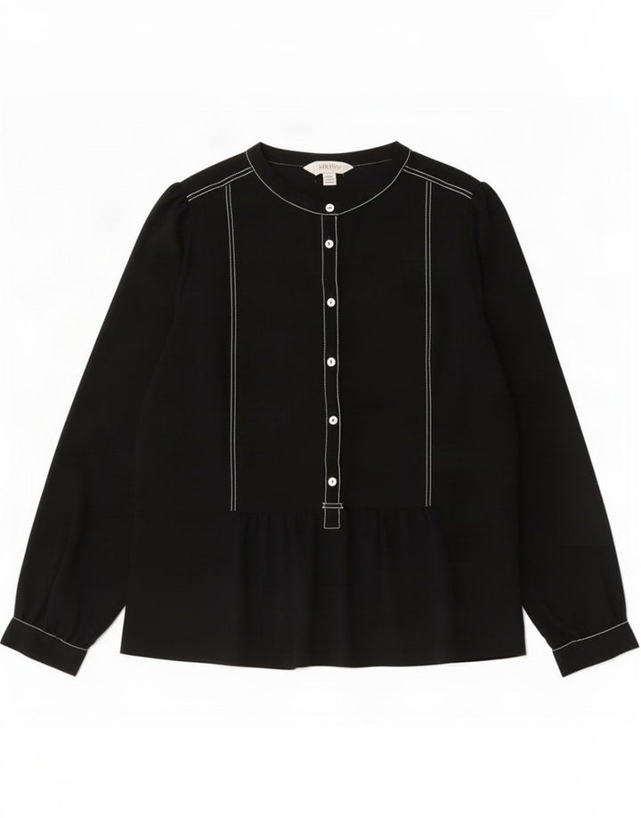 Camicetta a maniche lunghe da donna Marks & Spencer UK 16 grande poliestere nero