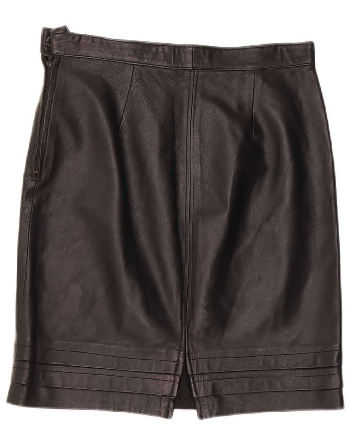 Gonna in pelle vintage da donna W28 media nera
