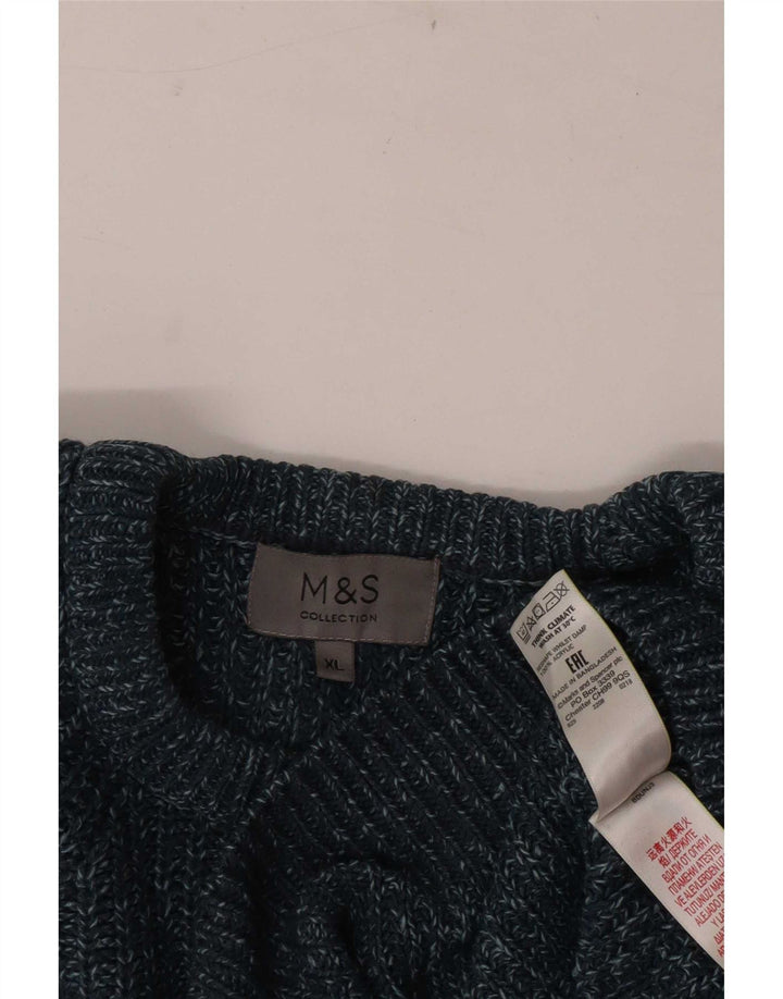 Maglione maglione con scollo a barca da uomo Marks & Spencer XL blu acrilico