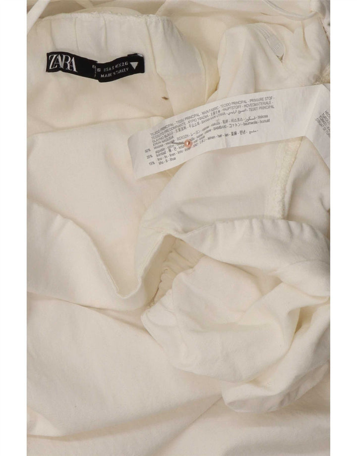 Mini abito con spalle scoperte Zara da donna UK 8 piccolo in viscosa bianca