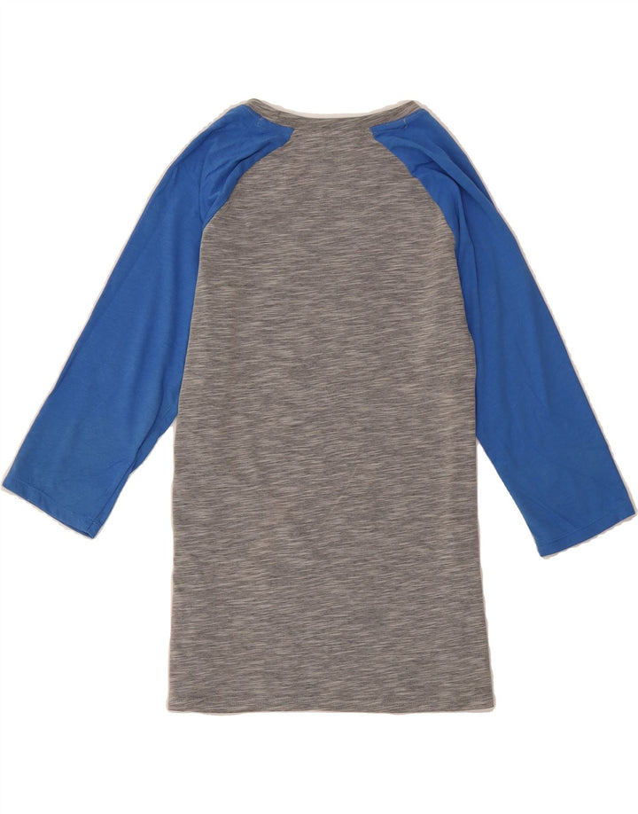 NIKE Womens Oklahoma Graphic Top 3/4 Sleeve UK 10 Small Grey Colourblock Vintage Nike and Second-Hand Nike from Messina Hembry 