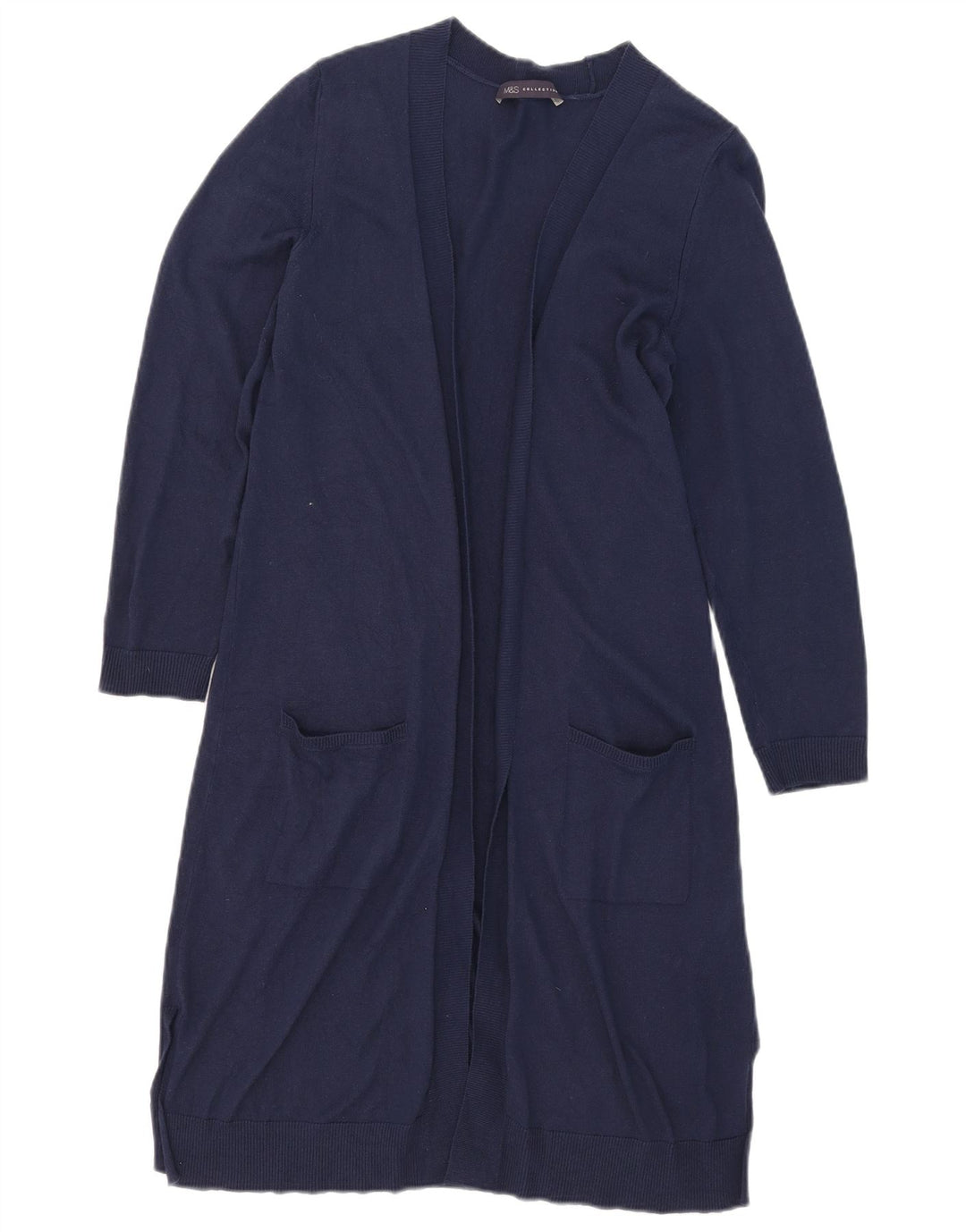 Maglione cardigan lungo da donna Marks & Spencer UK 12 medio blu navy