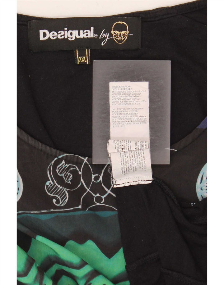Desigual Donna Abstract Pattern Top Manica Lunga UK 20 2XL Nero Moderno