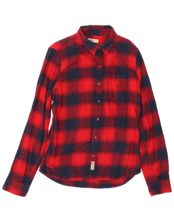 Camicia Hollister da uomo in flanella di cotone a quadri blu navy grande