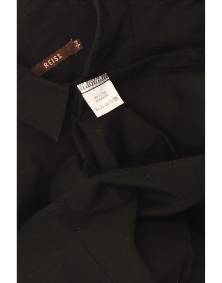 Camicia Reiss da donna con volant sul davanti UK 6 XS cotone nero