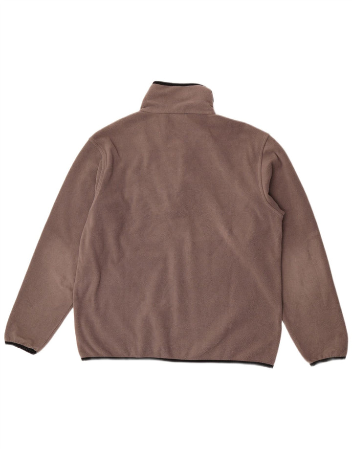 Maglione in pile da uomo Asics con zip e collo, grande, in poliestere marrone