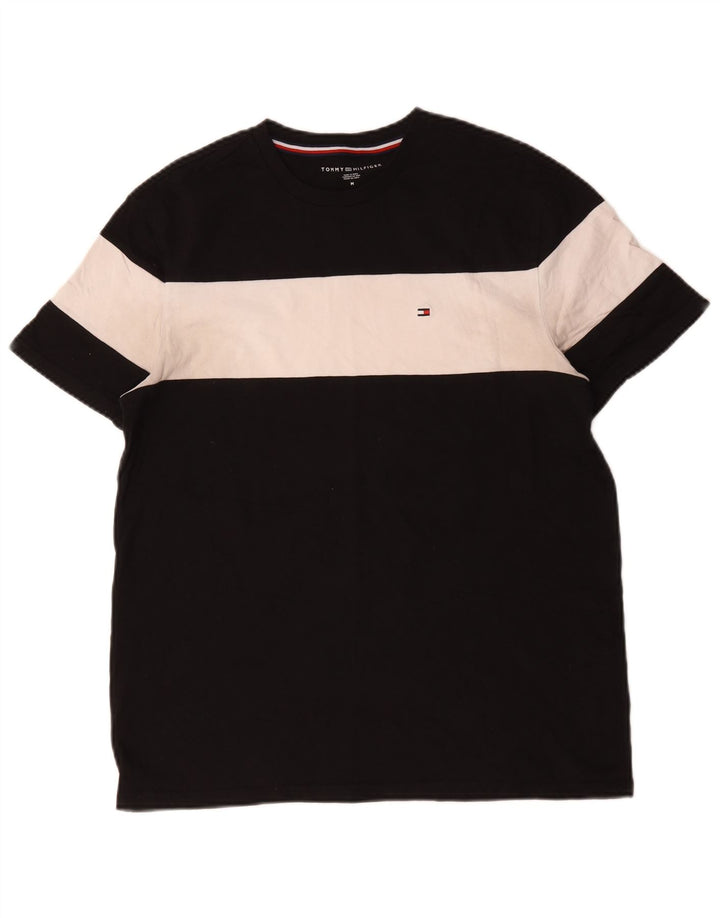 T-shirt da uomo Tommy Hilfiger Top in cotone color block medio nero