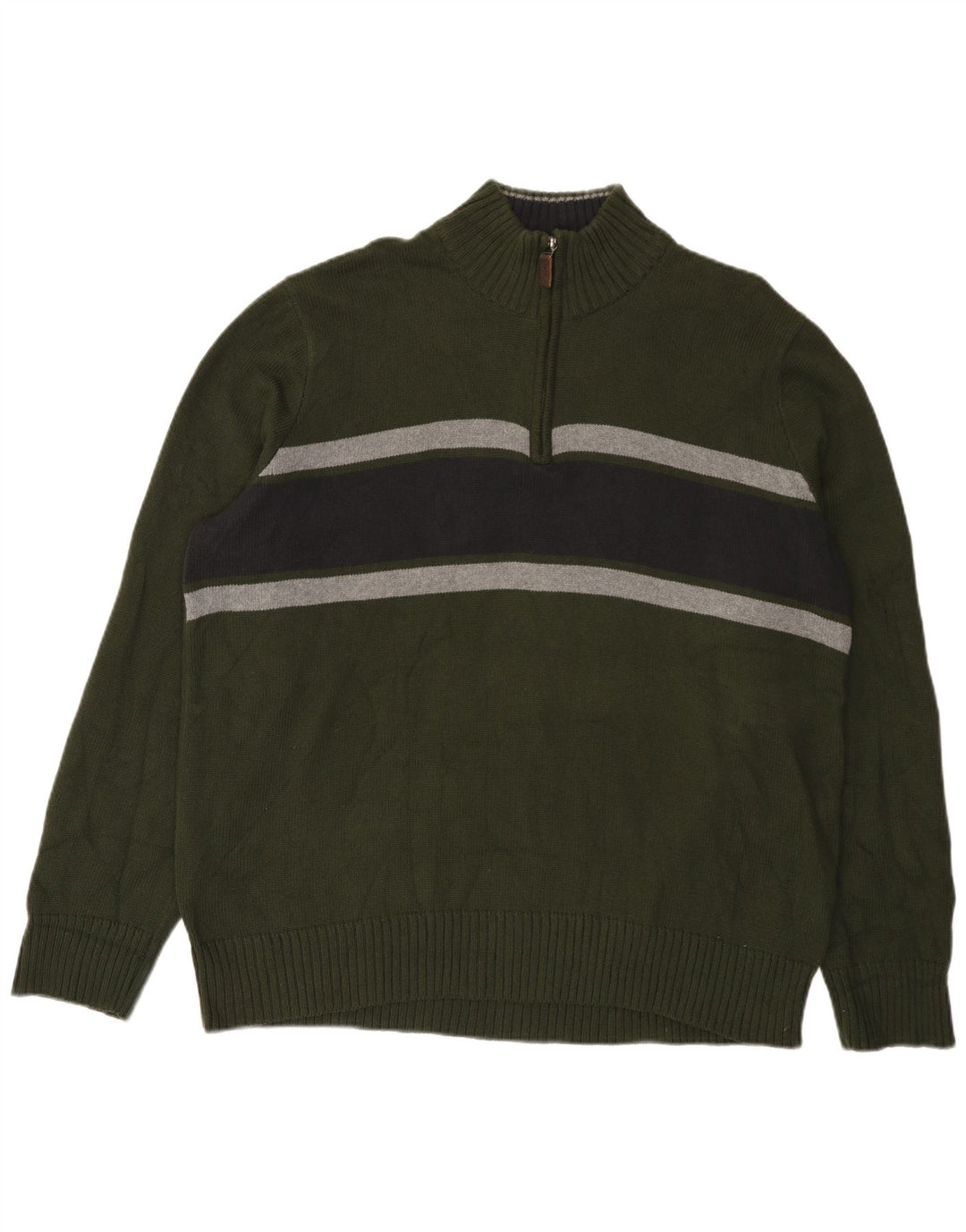 Eddie Bauer Maglione da uomo con zip e collo XL in cotone color block verde