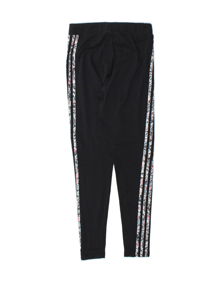 ADIDAS Womens Graphic Leggings UK 14 Medium Black Cotton Vintage Adidas and Second-Hand Adidas from Messina Hembry 