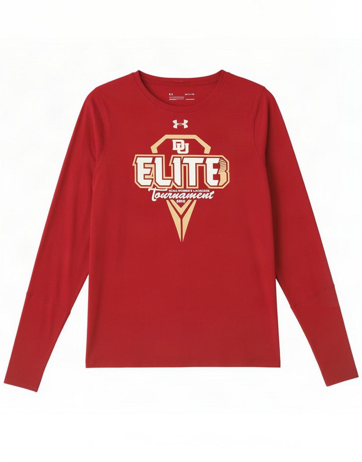 Under Armour Elite Graphic Top da uomo a maniche lunghe piccolo in poliestere bordeaux