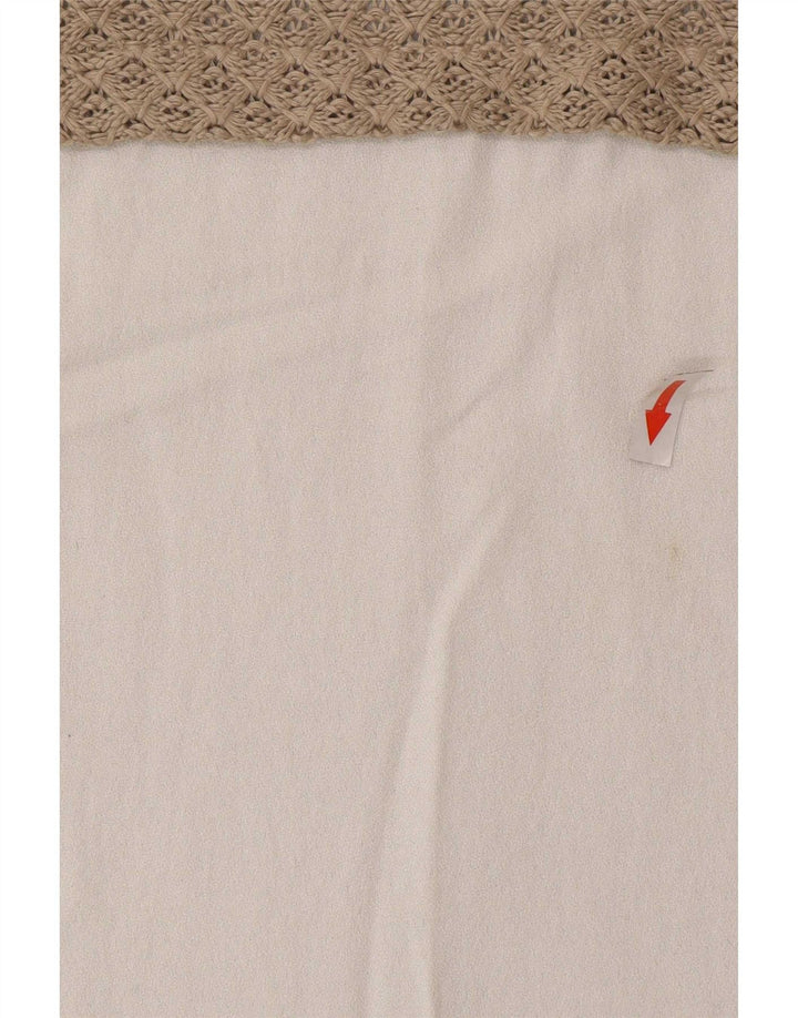 Top Zara da donna all'uncinetto in camicetta UK 12 Poliestere color block beige medio