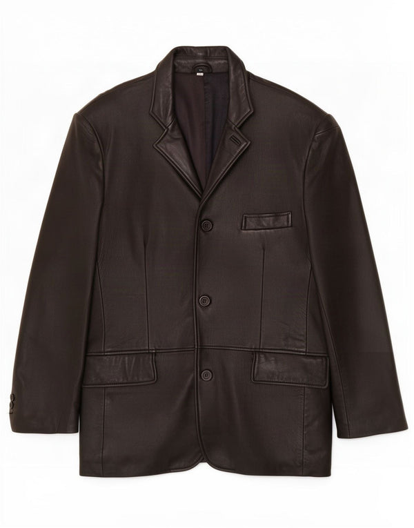 Giacca blazer in pelle da uomo Kartel a 3 bottoni UK 40 grande nera