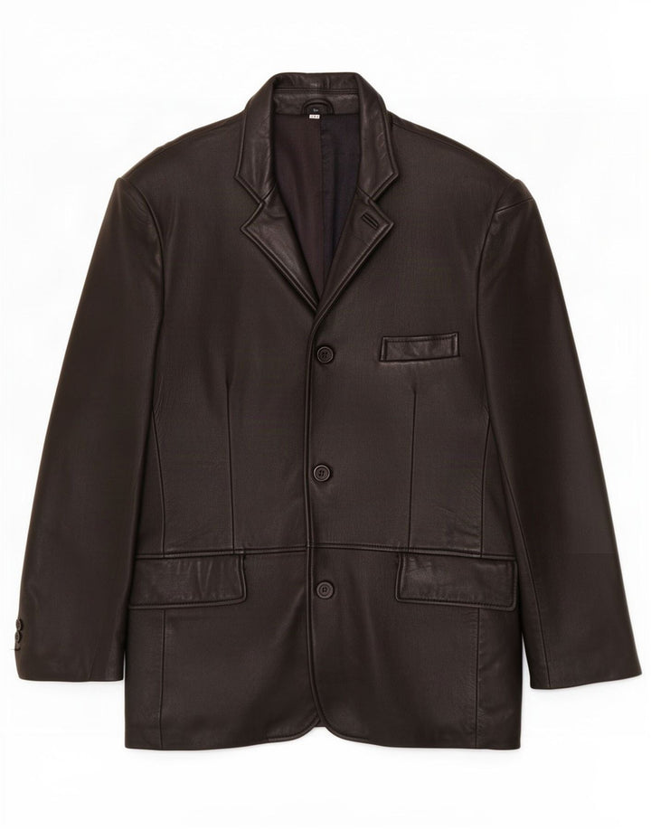 Giacca blazer in pelle da uomo Kartel a 3 bottoni UK 40 grande nera