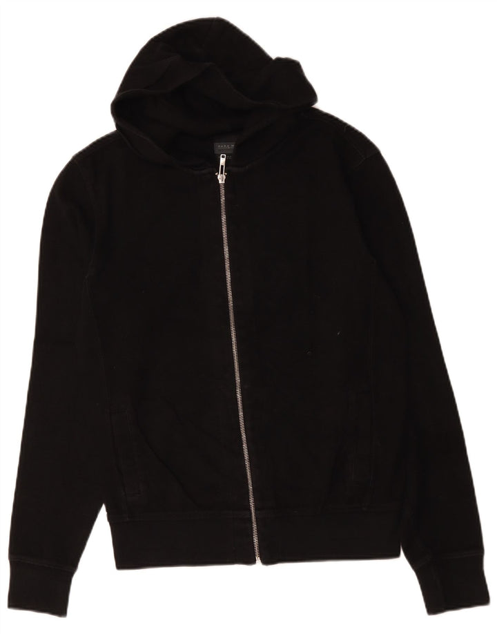 Maglione con cappuccio e zip da uomo Zara in cotone nero medio