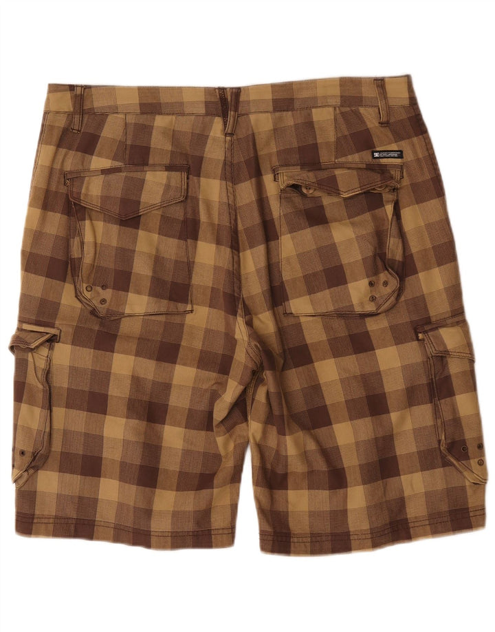 Pantaloncini cargo da uomo DC W34 cotone a quadri marroni grandi