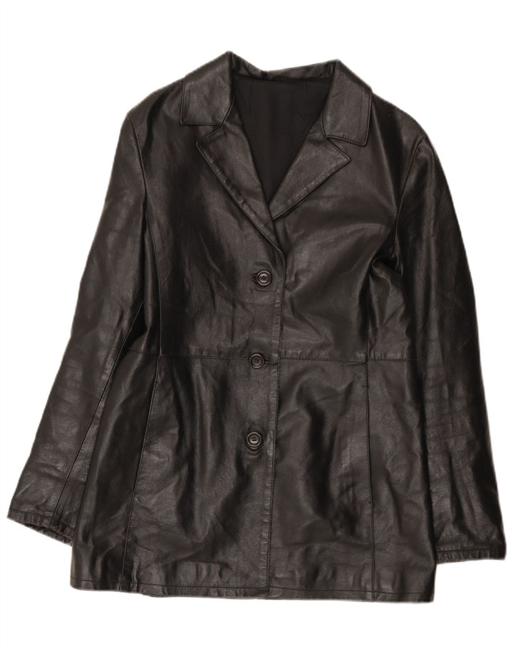 Giacca in pelle da donna vintage IT 42 media in pelle nera