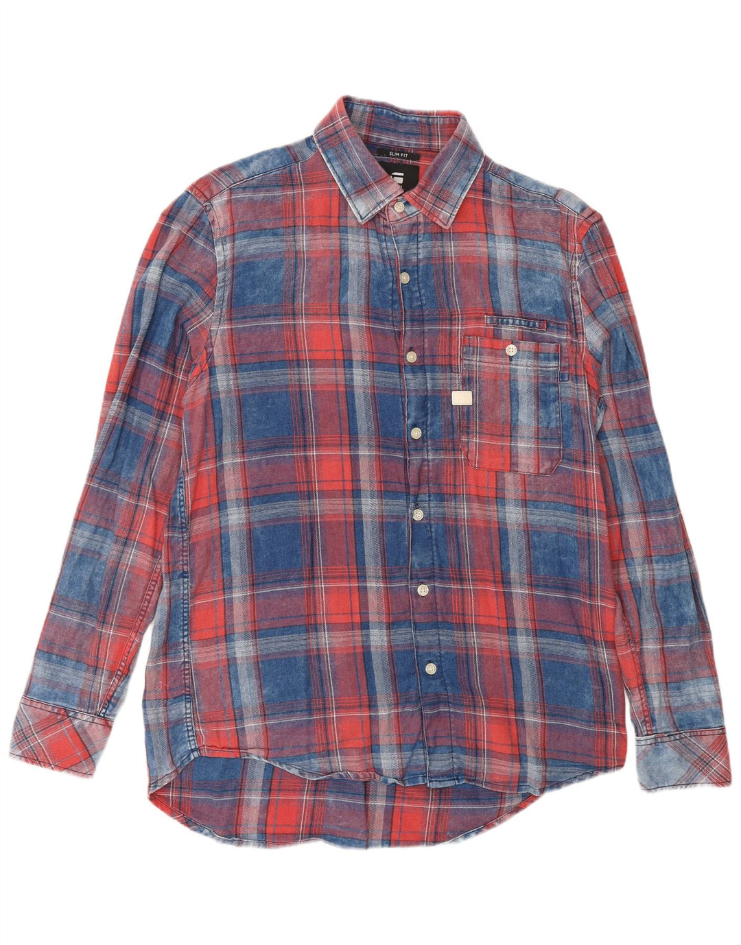 Camicia G-Star da uomo slim fit in cotone a quadri blu grandi